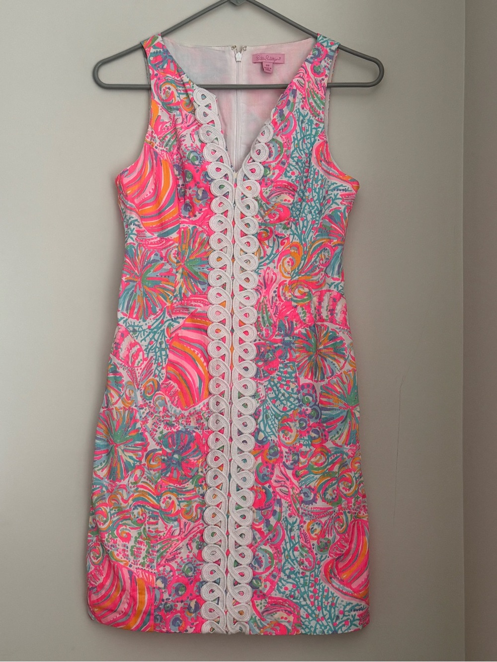 Lilly Pulitzer Pink Multi Lace-Trim V-Neck Shift Dress